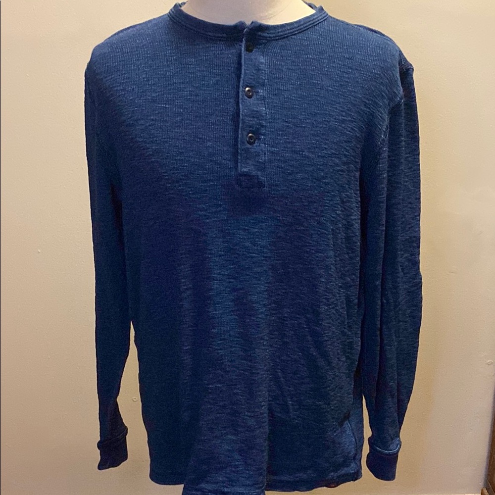 Faherty Blue Long Sleeve Tee Soft Cotton Casual